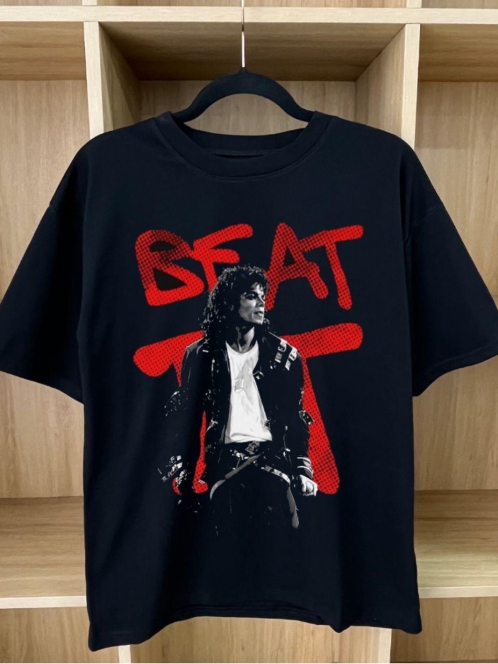 Michael Jackson Beat It Red Letter Retro Black T-Shirt